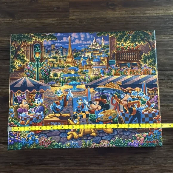 Thomas Kinkade Studios Disney Mickey & Friends Painting in Paris 11x14 Canvas - Picture 6 of 10
